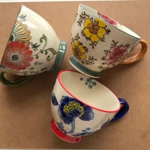 3 Abbott mugs with colorful flower pattern